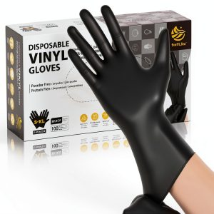 Black Vinyl Gloves SWIFTLITE Food Grade Disposable Latex-Free-0